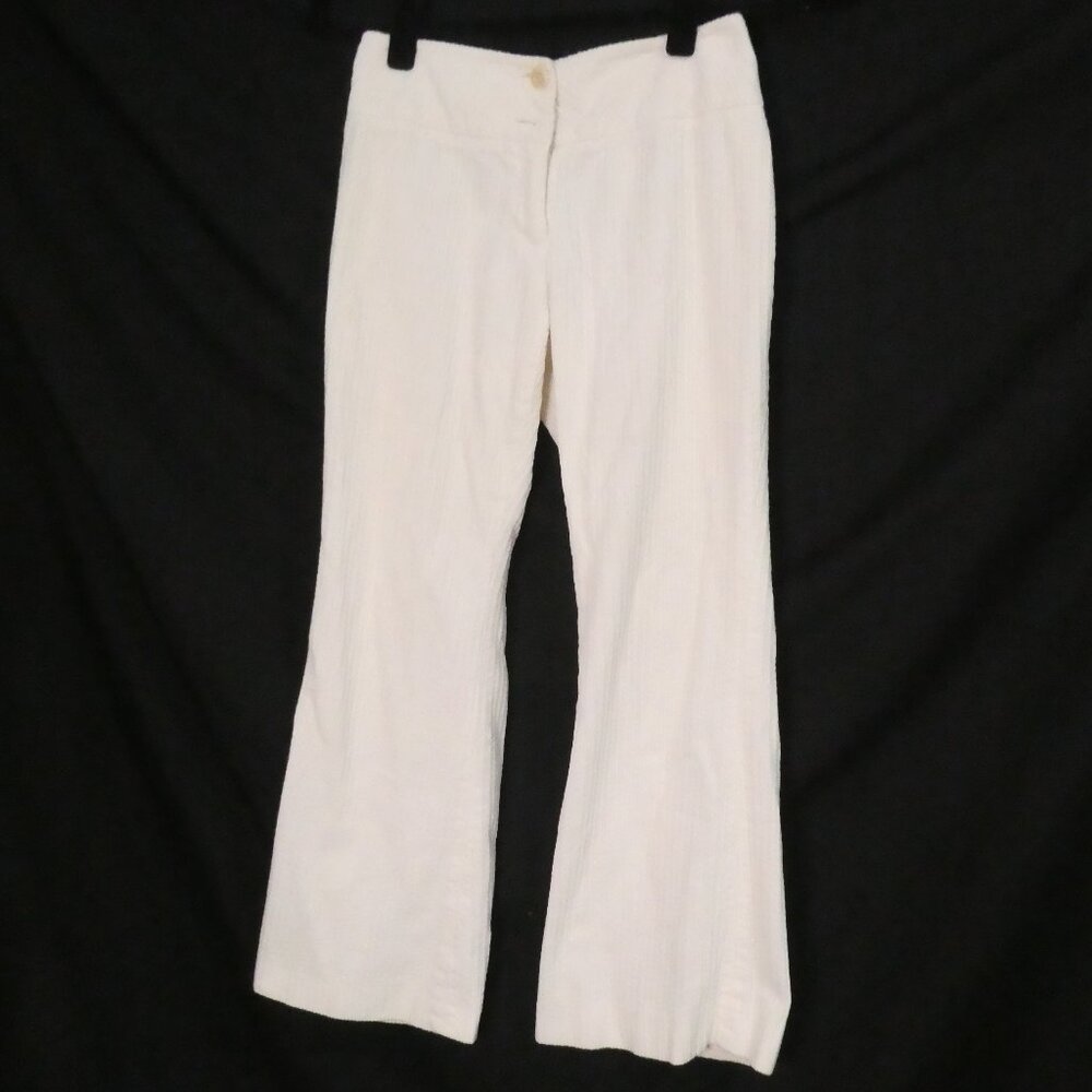JACOB size 1/2 White Flare Leg Cotton Corduroy Cord Pants